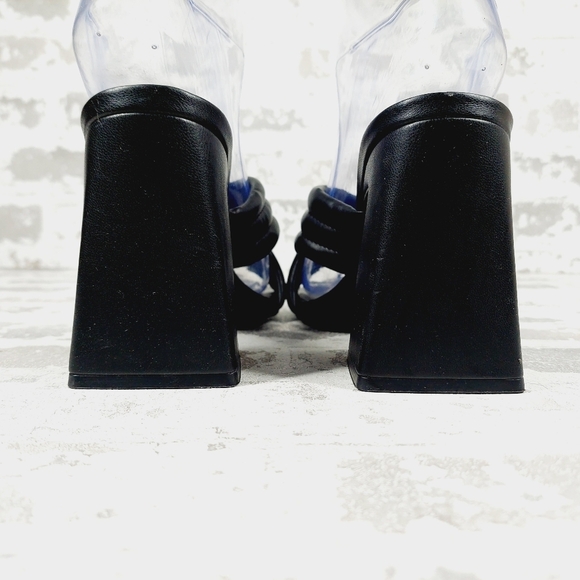 New Abound Pearl Black Cross Band Flare Block Heel Sandals K369 - Picture 6 of 13